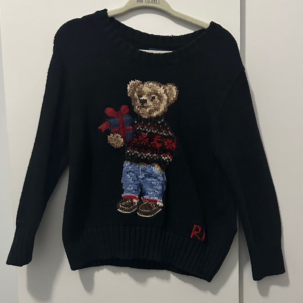 Polo Ralph Lauren Black Sweater with Bear Design